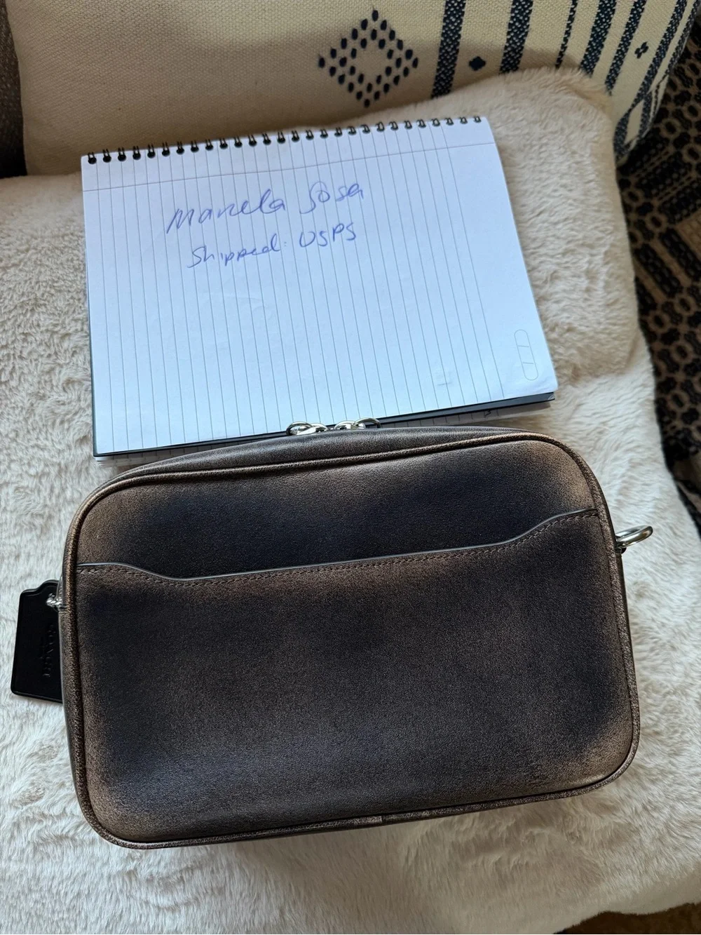 Coach loved leather radio camera bag